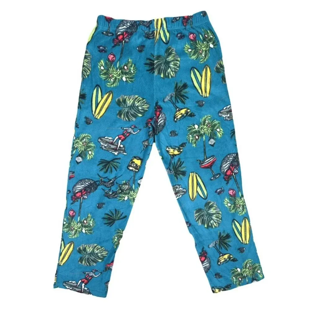 Tommy Bahama Island Sleepwear Santa On Vacation Green Pajama Pants - Size Medium